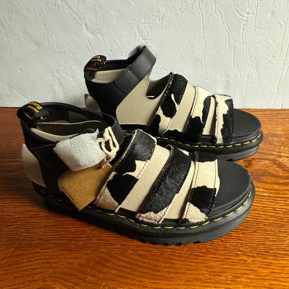 Dr. Martens Black and Cream Platform Sandals